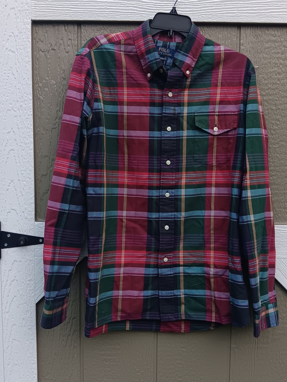 Polo Ralph Lauren Multi-Color Plaid Button-Down Shirt (Red, Green) Size L